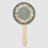 Laubgrün getrocknete botanische Schrift Hochzeit Fächer (Vorderseite)