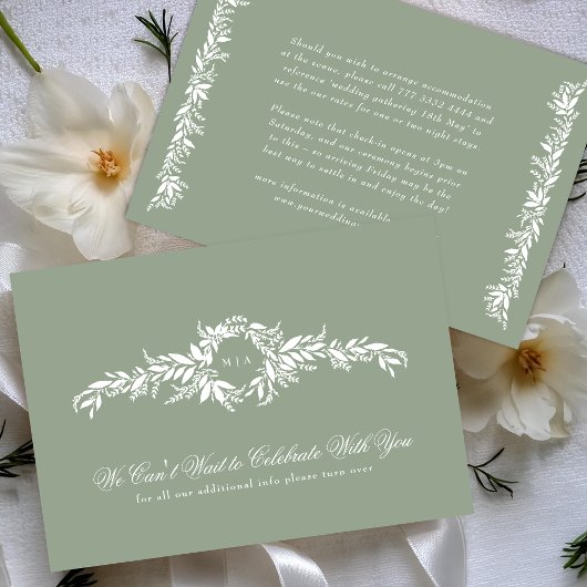 Laubkranz Details elegante Weise grüne Hochzeit Begleitkarte