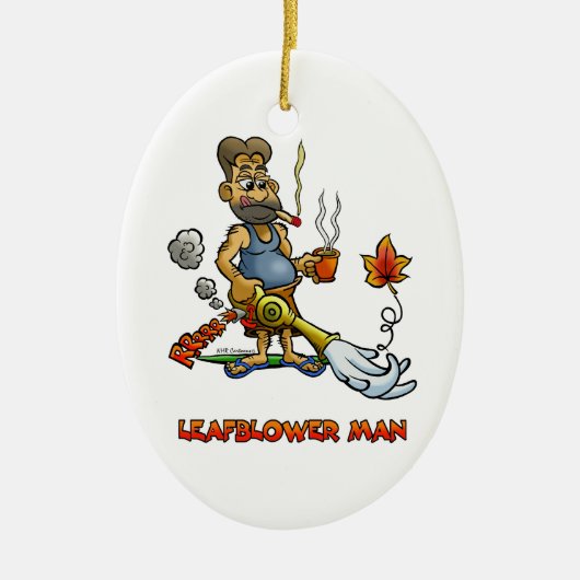 Laubsauger-Mann! Keramikornament (Vorne)