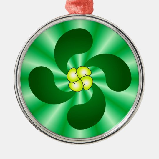 Lauburu Baskenkreuz Basque cross Rundes Silberfarbenes Ornament