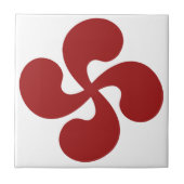 Lauburu-Rotes Baskenkreuz Fliese (Vorderseite)