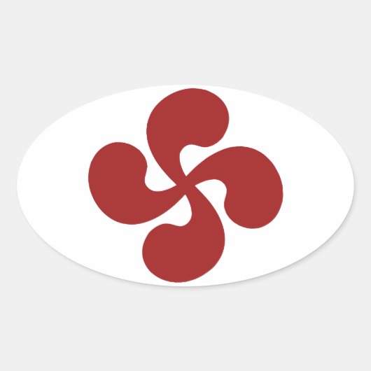 Lauburu-Rotes Baskenkreuz Ovaler Aufkleber (Vorderseite)