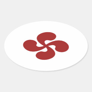 Lauburu-Rotes Baskenkreuz Ovaler Aufkleber