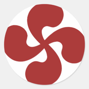 Lauburu-Rotes Baskenkreuz Runder Aufkleber