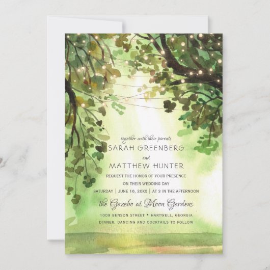 Laubwald-Pfad Rustikale Hochzeit Einladung (Vorderseite)