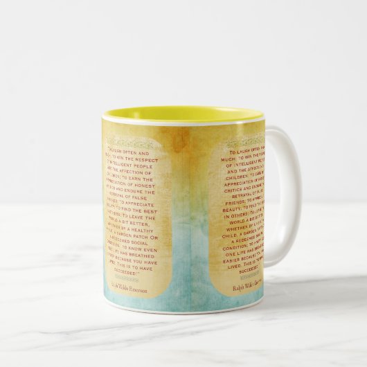Lauchen Often und viel — Emerson Zitat Zweifarbige Tasse (VorderseiteRechts)
