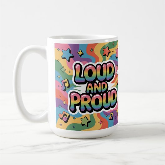 Laud und Stolz - Farbenfrohe psychedelische LGBTQ+ Kaffeetasse (Links)