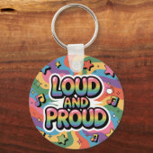 Laud und Stolz - Farbenfrohe psychedelische LGBTQ+ Schlüsselanhänger (Vorderseite)