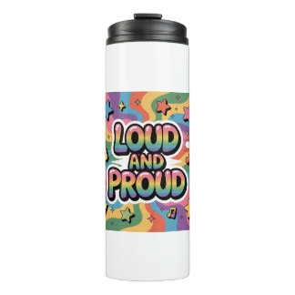 Laud und Stolz - Farbenfrohe psychedelische LGBTQ+ Thermosbecher