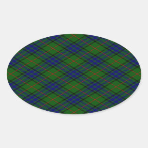 Lauder Tartan Blau kariert Ovaler Aufkleber