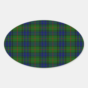 Lauder Tartan Blau kariert Ovaler Aufkleber