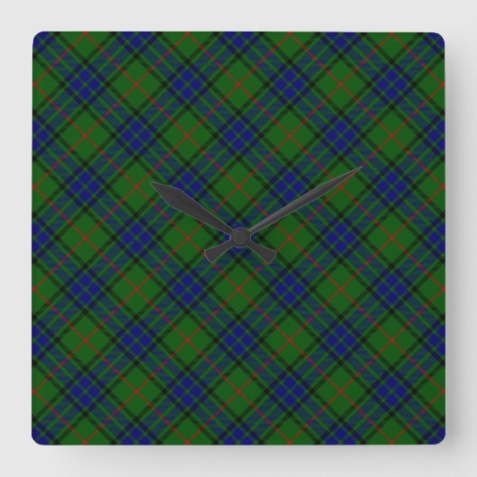 Lauder Tartan Blau kariert Quadratische Wanduhr (Vorderseite)