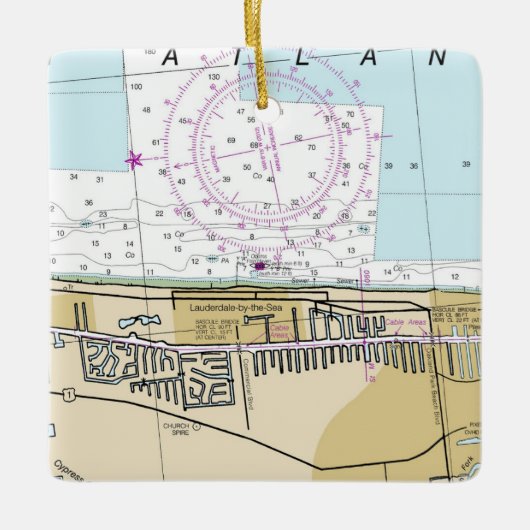 Lauderdale by Sea Nautical Chart Keramikornament (Vorderseite)