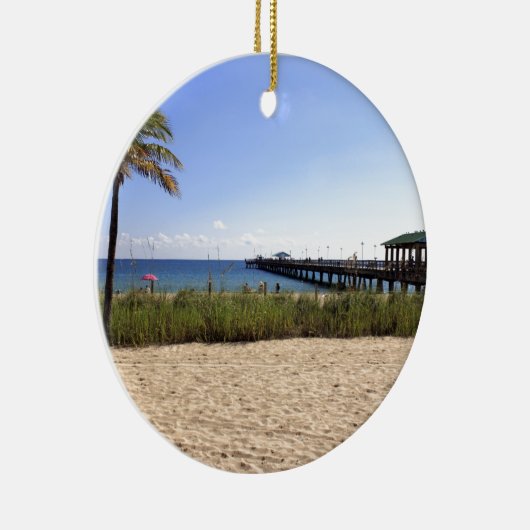 Lauderdale-durch-d-Meer, Florida-Strand und Pier Keramikornament (Rechts)