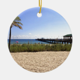 Lauderdale-durch-d-Meer, Florida-Strand und Pier Keramikornament