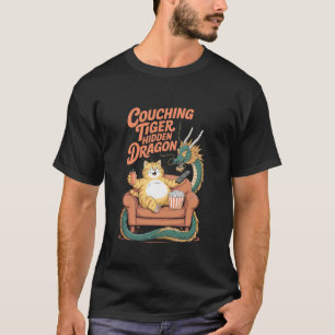 Lauer Tiger Versteckter Drache Lustige Katze Popco T-Shirt