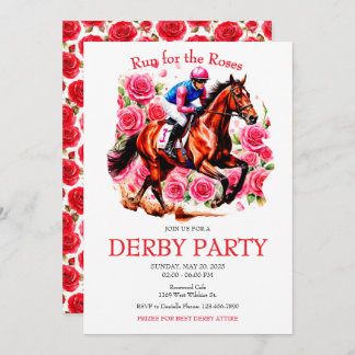 Lauf für die Rose Pferde Derby Party Einladung