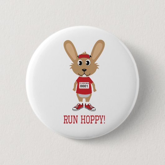Lauf Hoppy! Kaninchenläufer in Rot Button (Vorderseite)