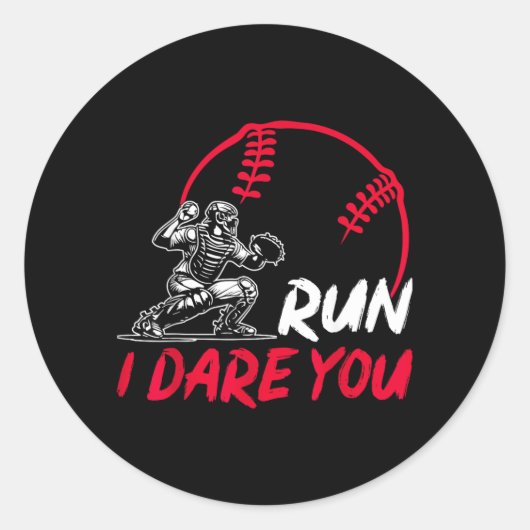 Lauf, ich fordere dich heraus, lustiger Baseball C Runder Aufkleber (Vorderseite)