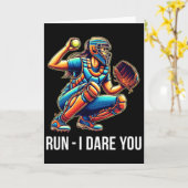 Lauf - Ich fordere dich heraus - Softball Catcher  Karte (Gelbe Blume)