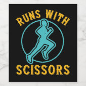 Lauf - Läufen mit Schere Weinetikett (Einzelnes Label)