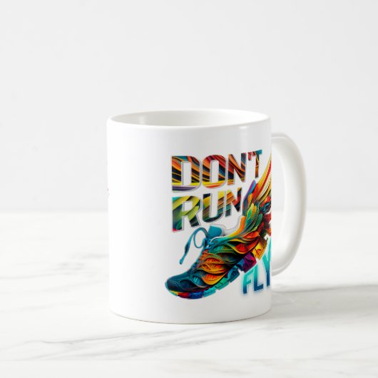 Lauf nicht, Fly | Neon Running Schuh Kaffeetasse (VorderseiteRechts)