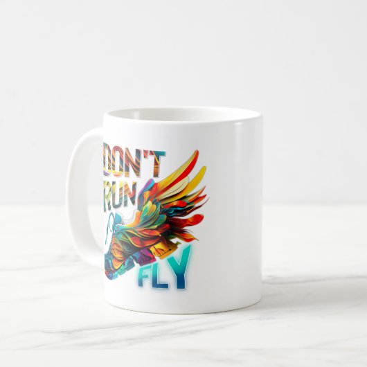 Lauf nicht, Fly | Neon Running Schuh Kaffeetasse (Vorderseite Links)