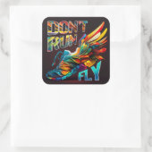 Lauf nicht, Fly | Neon Running Schuh Quadratischer Aufkleber (Tasche)