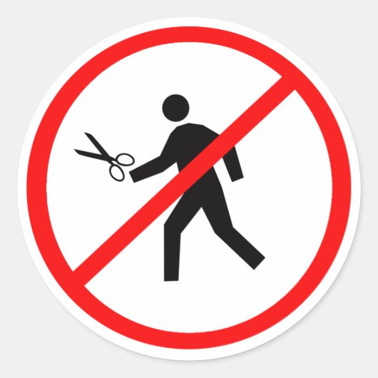 Lauf nicht mit Schere! Runder Aufkleber (Vorderseite)