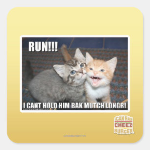 LAUF!!! QUADRATISCHER AUFKLEBER