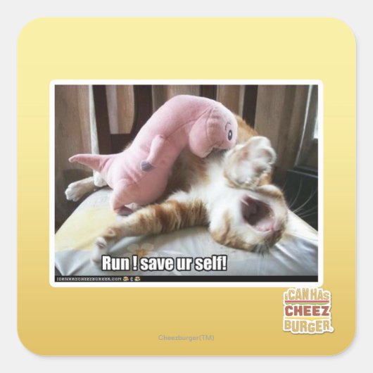 Lauf! Rett dich! Quadratischer Aufkleber (Vorderseite)