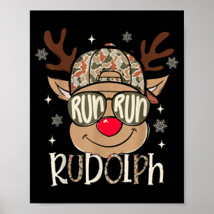 Lauf Rudolph Santas Rentiere Weihnachten Camo Jung Poster