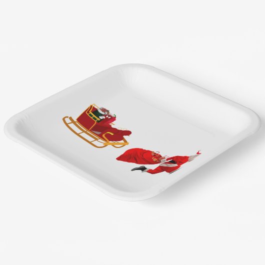 Lauf, Santa, Run! Papierteller (Gewinkelt)