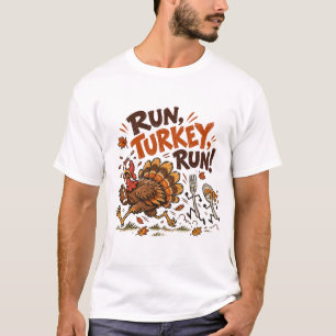 Lauf Truthahn Lauf Lustiger Erntedankfußball T-Shirt