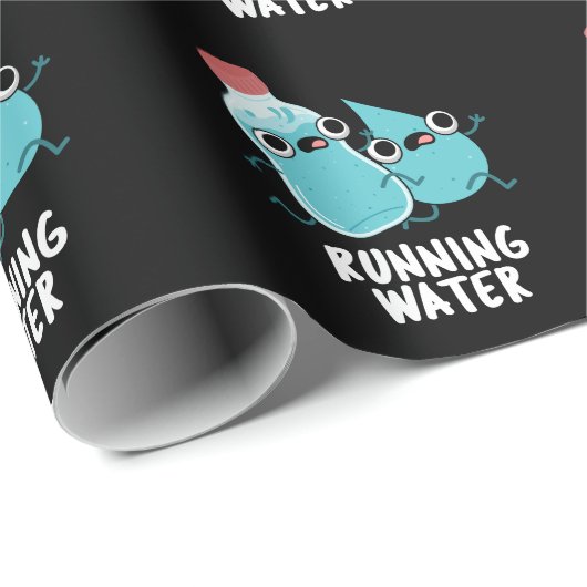 Lauf Wasser Funny Water Pun Dark BG Geschenkpapier (Rolleneckpunkt)