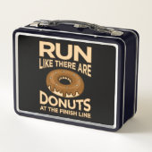 Lauf wie Donuts Marathonläufer laufen Metall Brotdose (Rückseite)