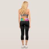 Lauf wie ein Mädchen schwarze Aquarelltaille Capri Leggings (Rückseite)