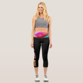 Lauf wie ein Mädchen schwarze Aquarelltaille Capri Leggings (Vorderseite)