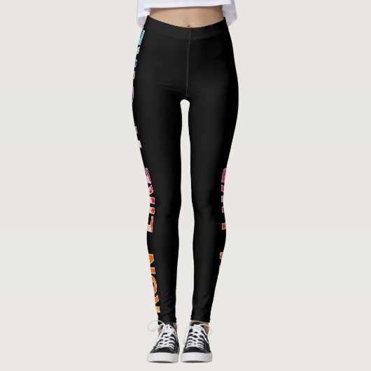 Lauf wie ein Mädchen schwarzer Wasserfarbenregenbo Leggings (Vorderseite)