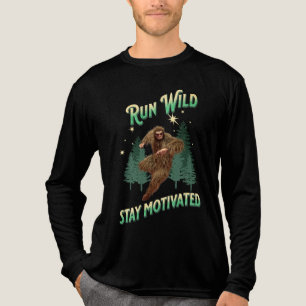 Lauf wild, Bleibe Motivierter Funny Bigfoot Tri-Blend Shirt