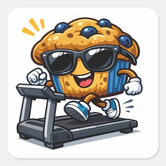 Laufband-Muffin Quadratischer Aufkleber (Vorderseite)