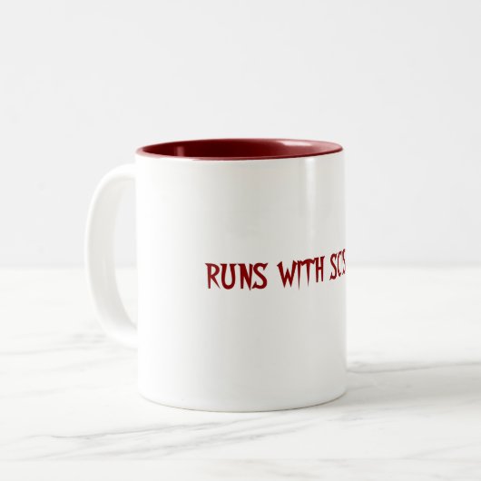 Läufe mit Scheren Zweifarbige Tasse (Vorderseite Links)