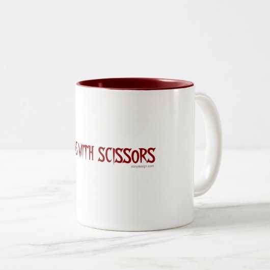 Läufe mit Scheren Zweifarbige Tasse (VorderseiteRechts)