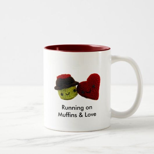 Laufen auf Muffins u. Liebe - zwei Ton-Tasse Zweifarbige Tasse (Rechts)