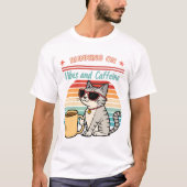 Laufen auf Vibes & Koffein - Cooles Katzenrücklauf T-Shirt (Vorderseite)