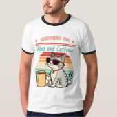 Laufen auf Vibes & Koffein - Cooles Katzenrücklauf T-Shirt (Vorderseite)