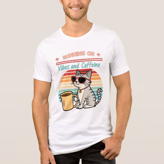 Laufen auf Vibes & Koffein - Cooles Katzenrücklauf Tri-Blend Shirt (Vorderseite)