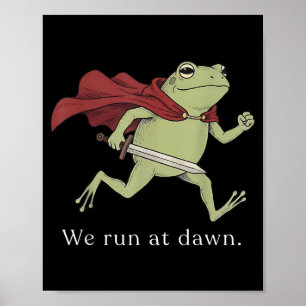 Laufen bei Morgengrauen Lustiger Jogging-Frosch be Poster