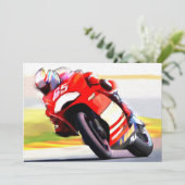 Laufen des roten Motorrades Einladung (Stehend Vorderseite)