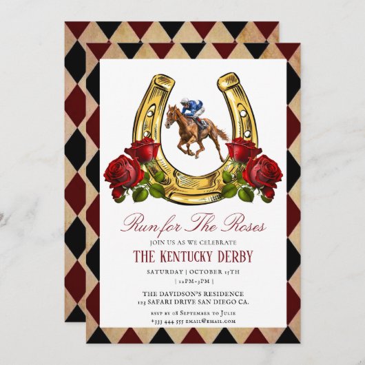 laufen für die Rose Derby-Party Einladung (Vorne/Hinten)